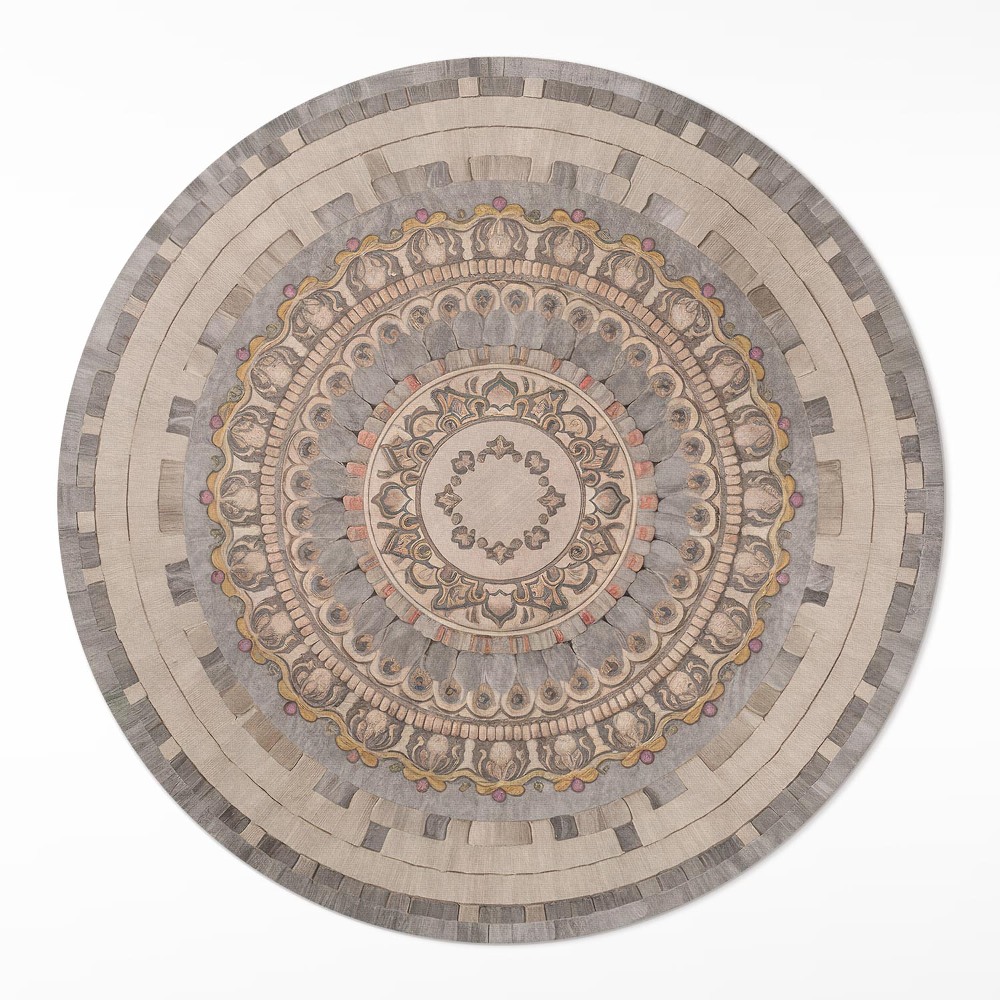 Dywan winylowy okrągły Ornament w stylu starej kamiennej mozaiki