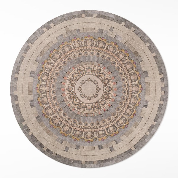 Dywan winylowy okrągły Ornament w stylu starej kamiennej mozaiki