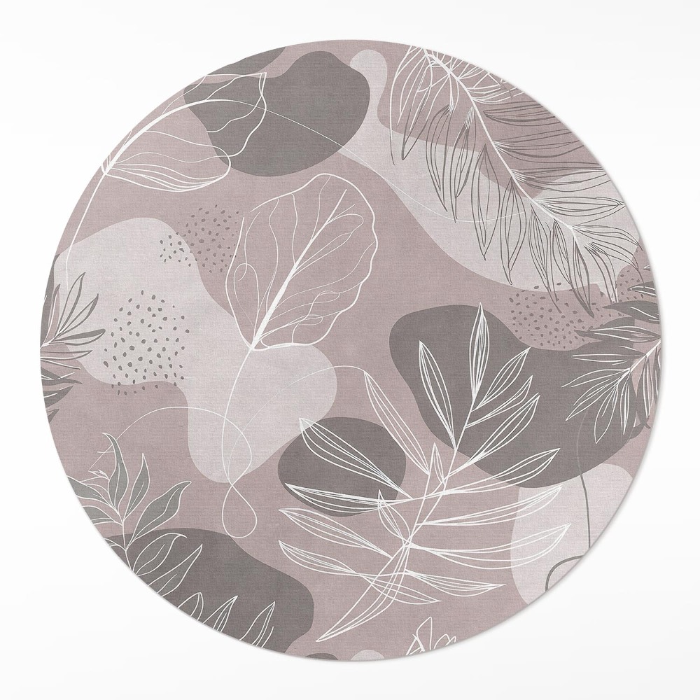 Dywan winylowy okrągły Linearne liście opływowe plamy boho