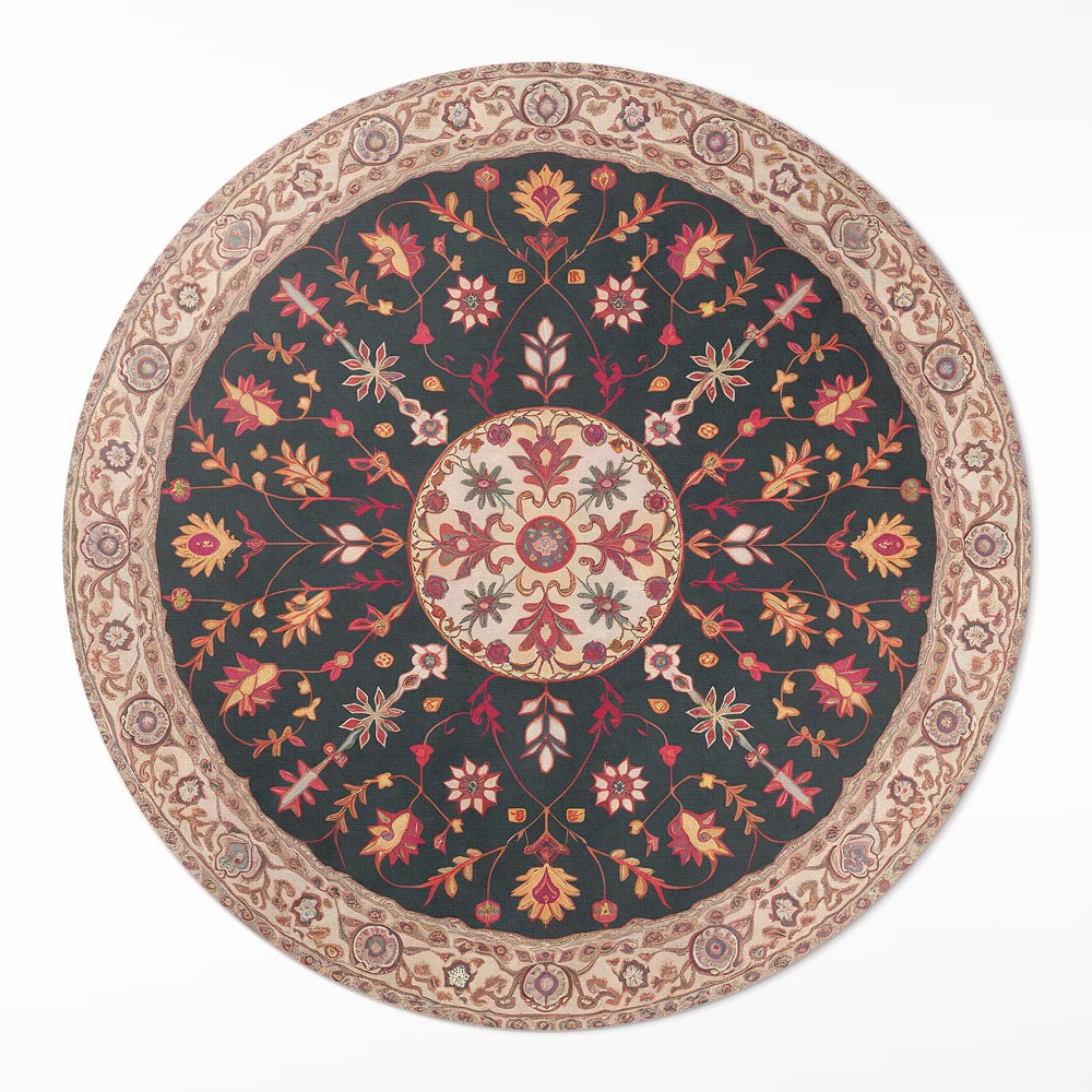 Dywan winylowy okrągły Roślinny ornament wzór vintage perski