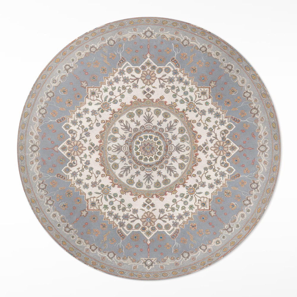 Dywan winylowy okrągły Delikatny ornament roślinny mandala vintage