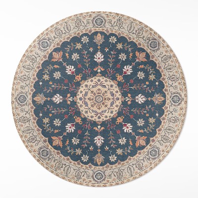 Dywan winylowy okrągły Ornament roślinny z kwiatami styl perski
