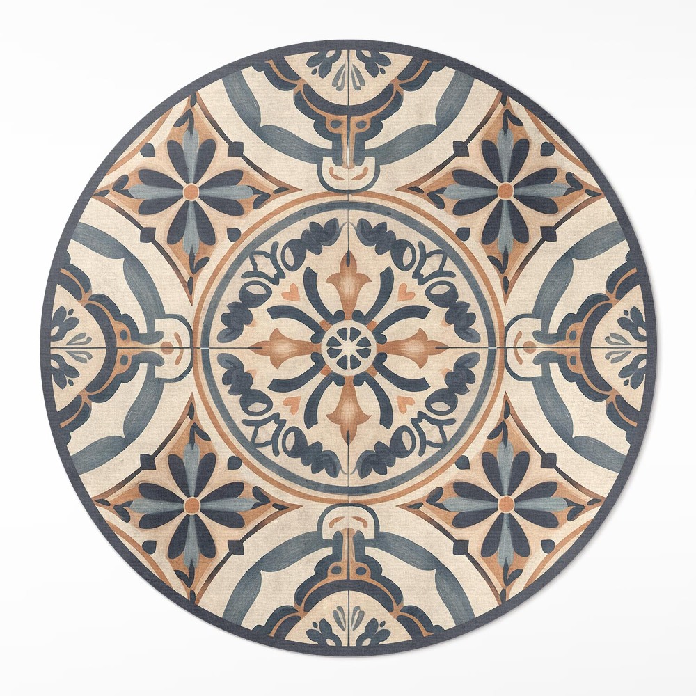 Dywan winylowy okrągły Antyczna mozaika z motywem roślinnym vintage