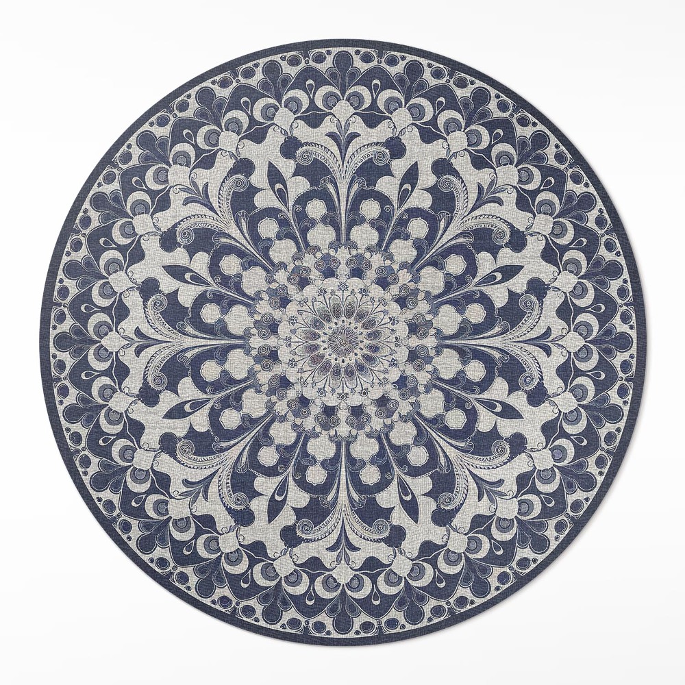 Dywan winylowy okrągły Kalejdoskop kwiatów w stylu retro