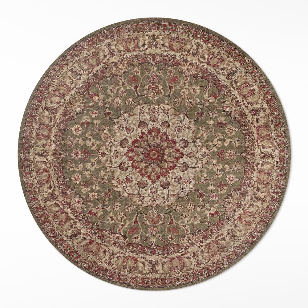 Dywan winylowy okrągły Ziemista symetria w perskich wzorach