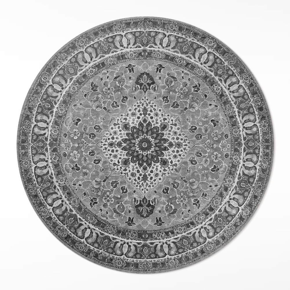Dywan winylowy okrągły Szara harmonia