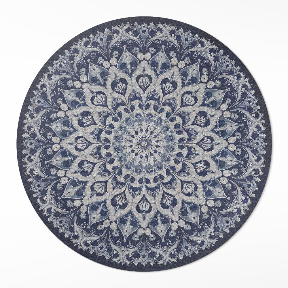 Dywan winylowy okrągły Niebieski perski sen