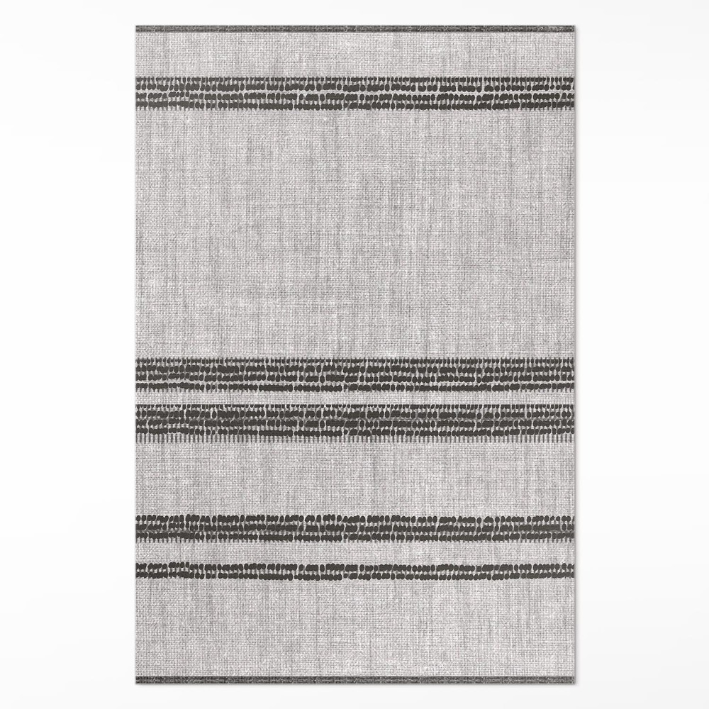 Dywan winylowy Szary w linie boho imitacja tkaniny