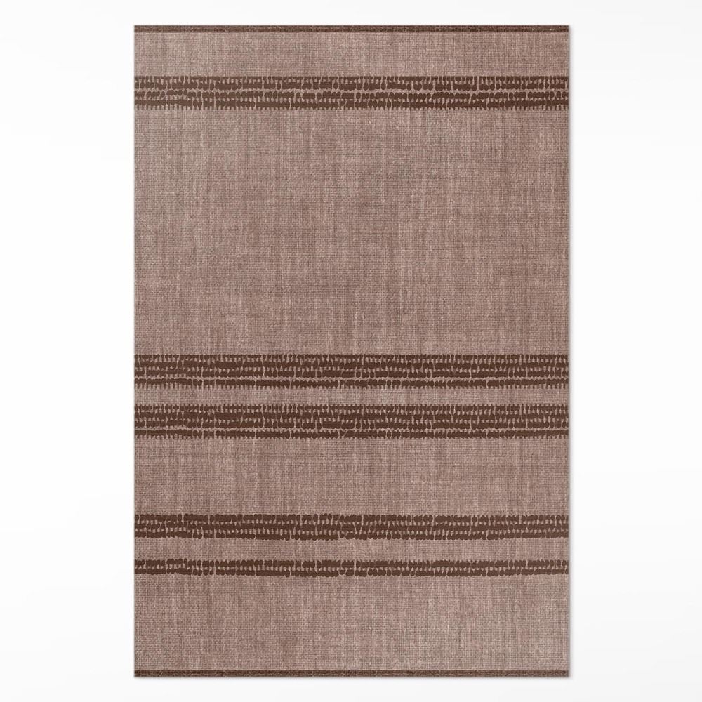 Dywan winylowy Brązowy w linie boho imitacja tkaniny