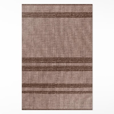 Dywan winylowy Brązowy w linie boho imitacja tkaniny