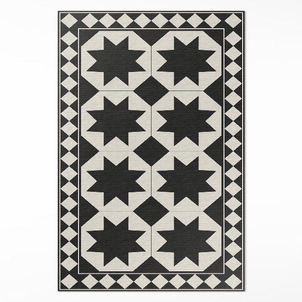 Dywan winylowy Czarno-białe gwiazdy elegancka mozaika