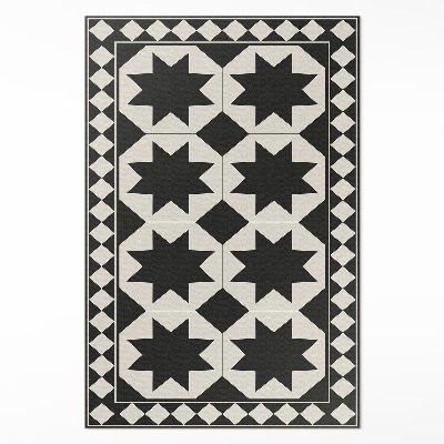 Dywan winylowy Czarno-białe gwiazdy elegancka mozaika