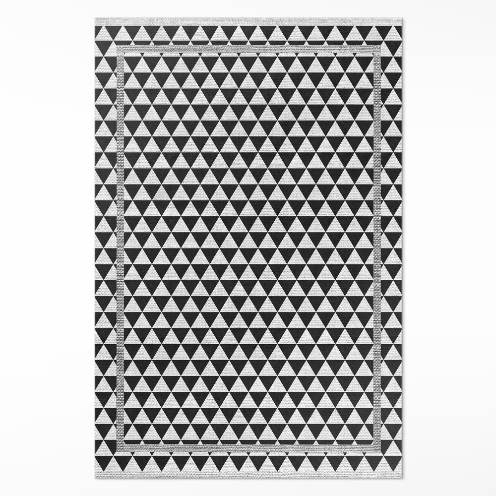Dywan winylowy Czarno białe trójkąty imitacja tkaniny