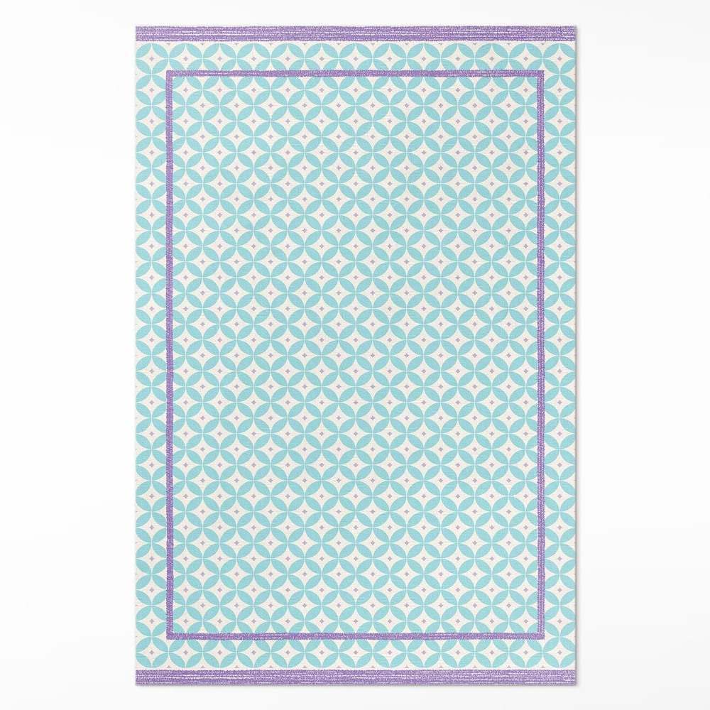 Dywan winylowy Ramy i koła imitacja kolorowej tkaniny