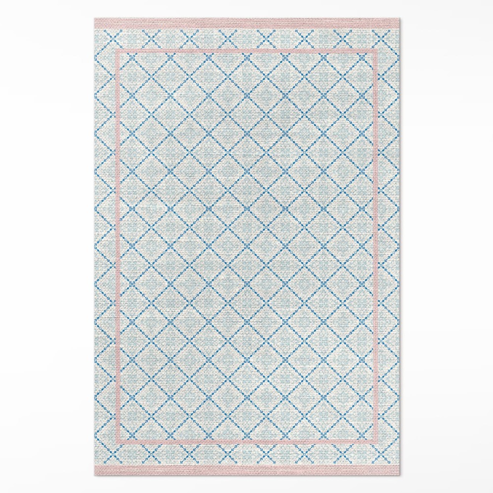 Dywan winylowy Regularne niebieskie linie imitacja tkaniny