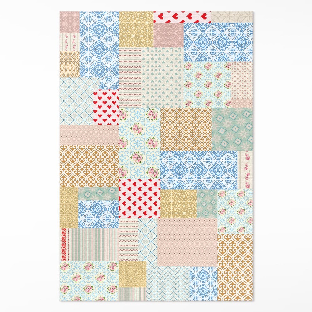 Dywan winylowy Patchwork różne kawałki imitacja tkaniny