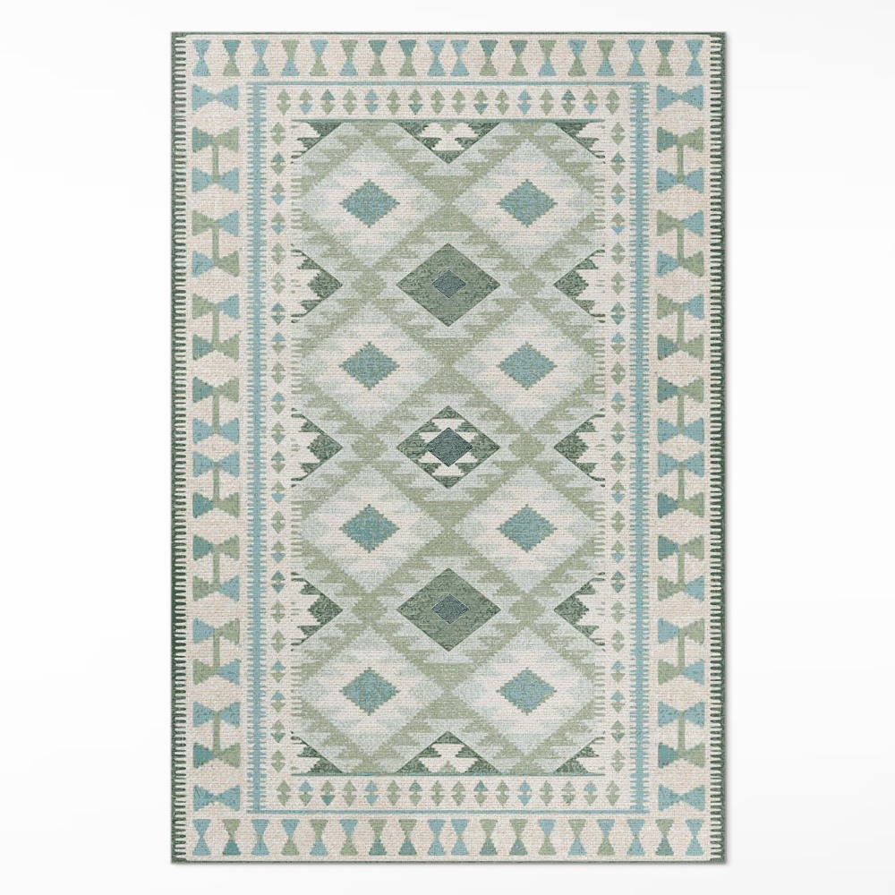 Dywan winylowy Zielone romby imitacja tkaniny