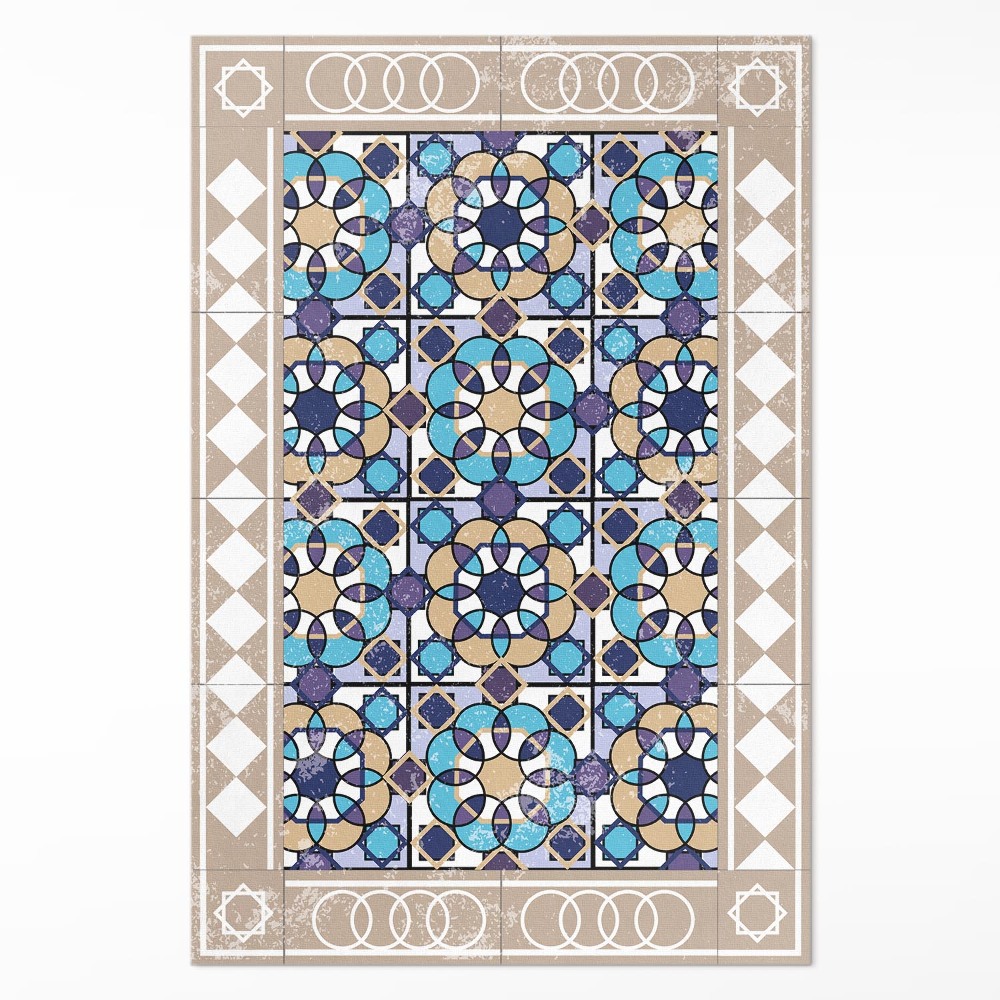 Dywan winylowy Kwadraty w romby wytarte kafelki