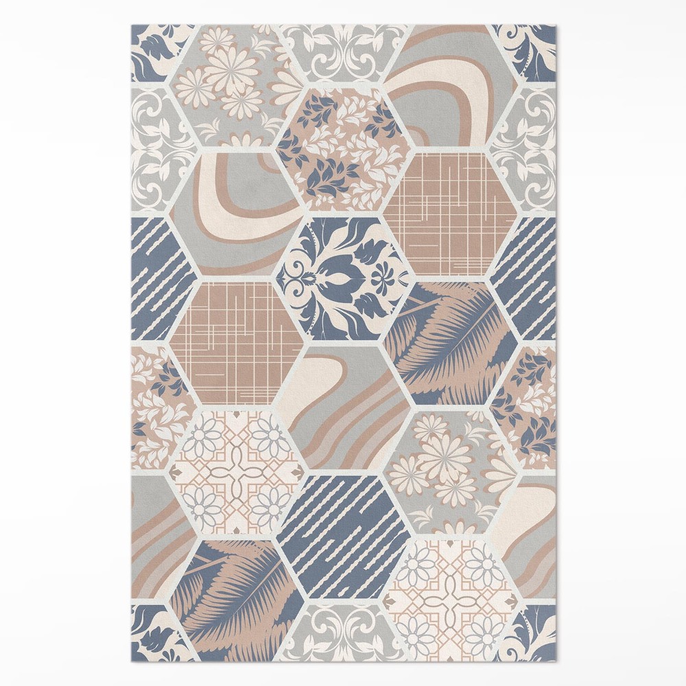 Dywan winylowy Hawajskie hexagony boho kafelki