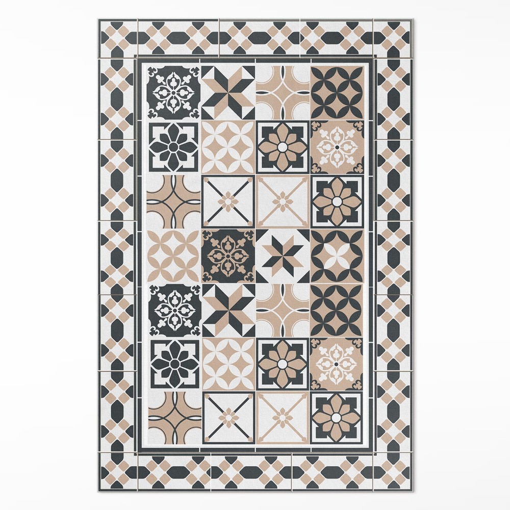 Dywan winylowy Trójkolorowa geometria dekoracyjne kafelki