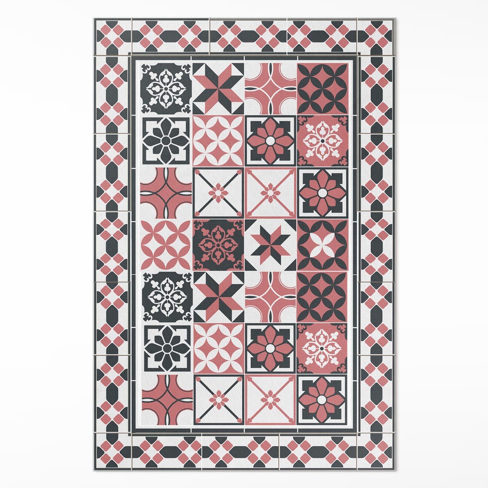 Dywan winylowy Trójkolorowa geometria ozdobne kafelki