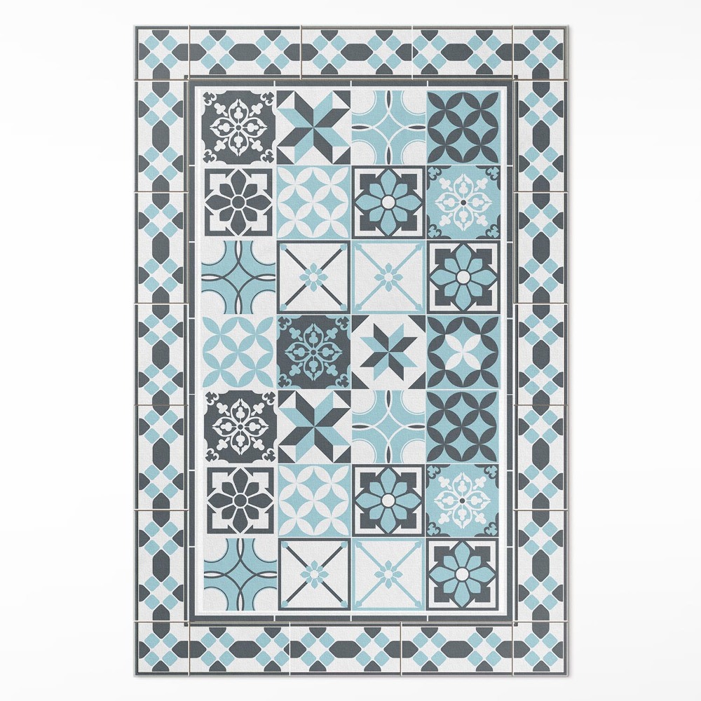 Dywan winylowy Trójkolorowa geometria ornamentalne kafelki