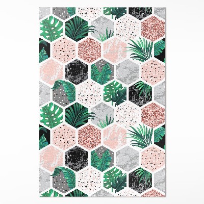 Dywan winylowy Tropikalne hexagony roślin i kamieni