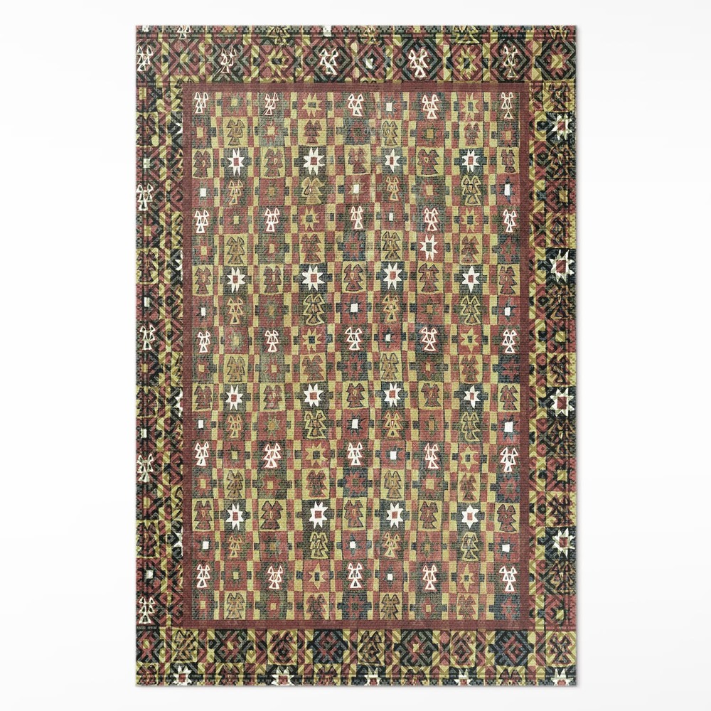 Dywan winylowy Vintage Etno kolorowa mozaika vintage