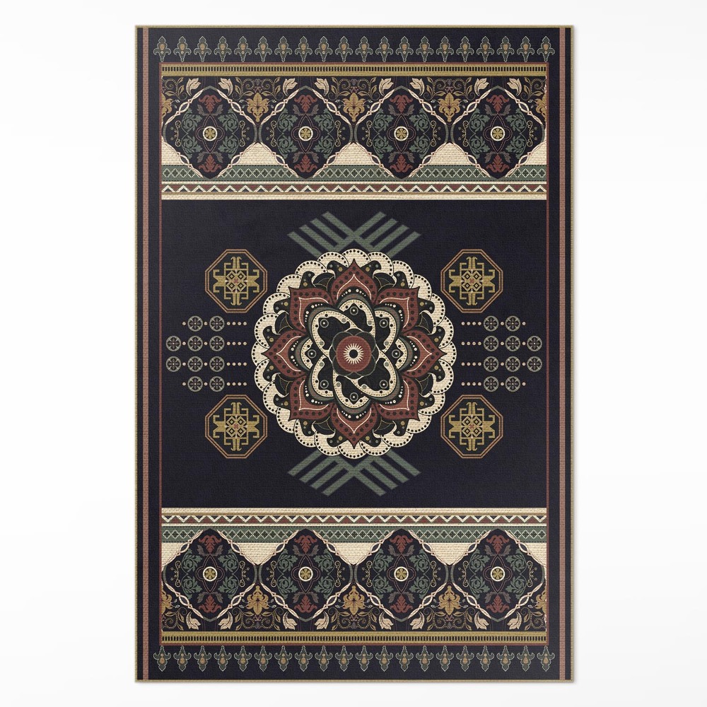 Dywan winylowy Kolorowa ozdobna czerń