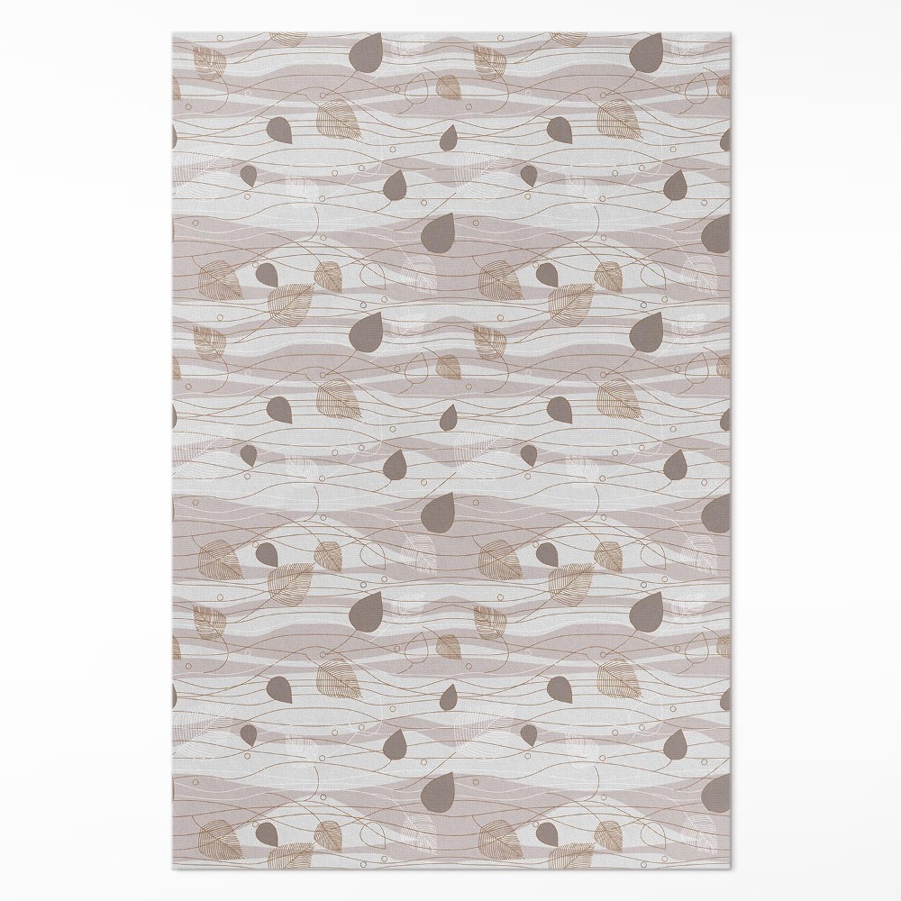 Dywan winylowy Boho listki na tle fal ilustracja