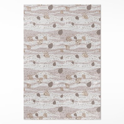 Dywan winylowy Boho listki na tle fal ilustracja