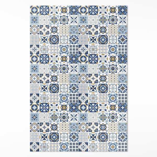 Dywan winylowy Grecka mozaika błękitne dekoracyjne kafelki