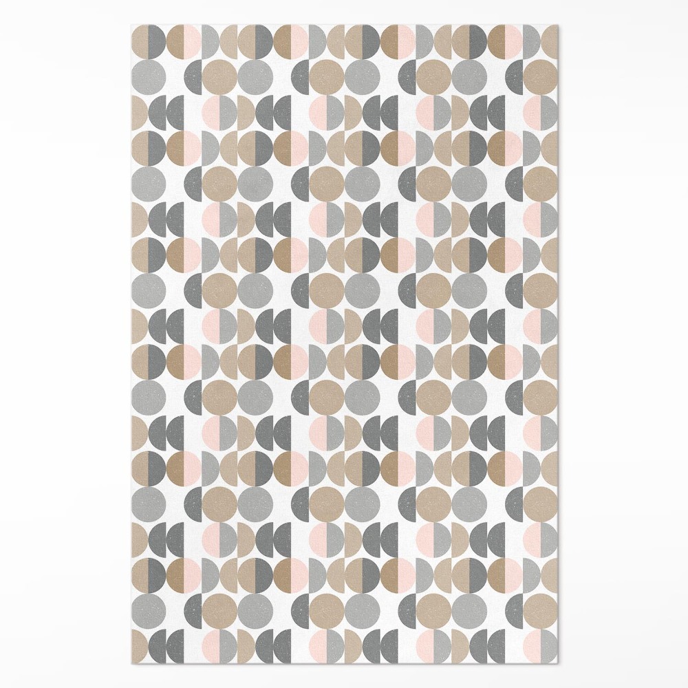 Dywan winylowy Koła i półksiężyce geometryczny wzór retro