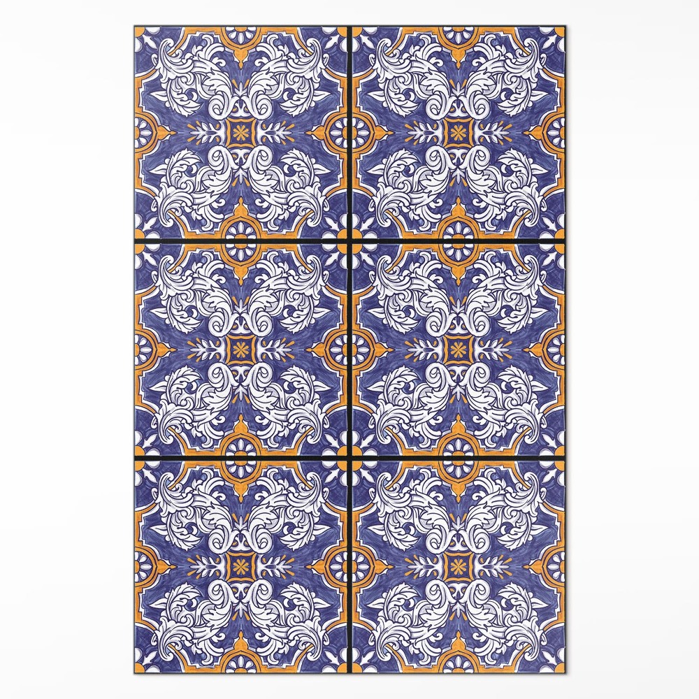 Dywan winylowy Stylowe płytki z roślinnymi ornamentami