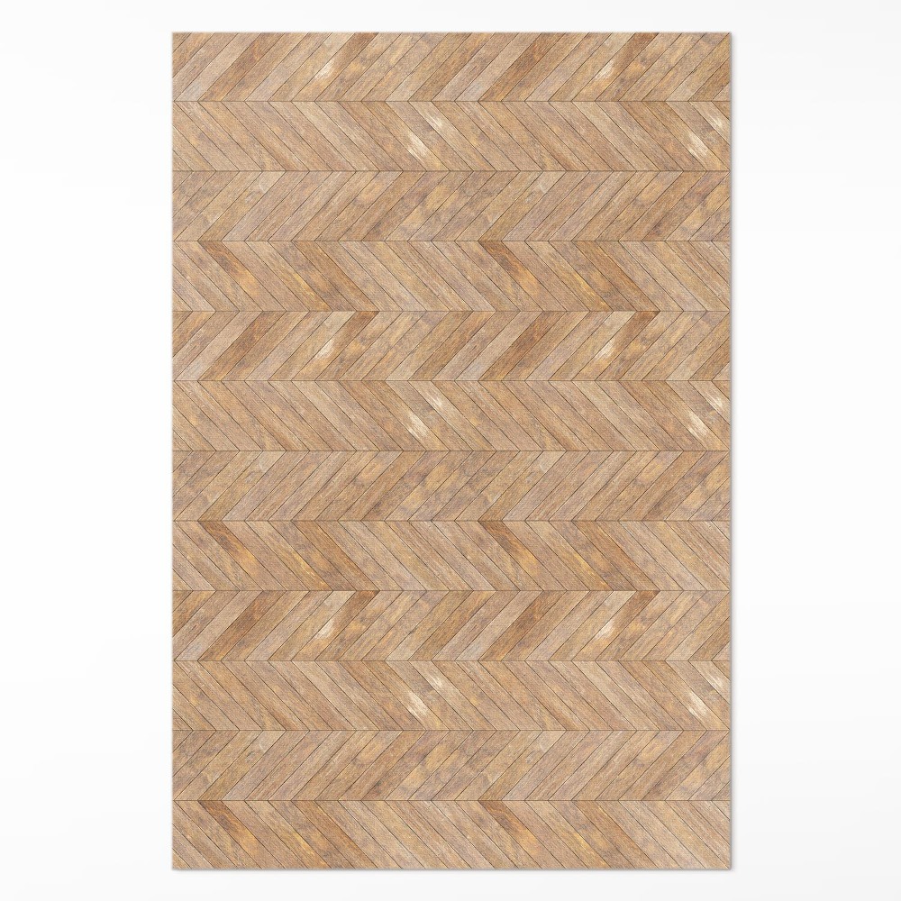 Dywan winylowy Vintage drewniany parkiet podłogowy jodełka