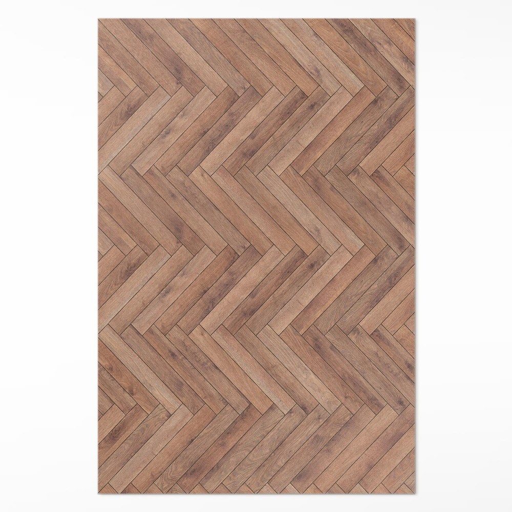 Dywan winylowy Stylowa jodełka drewniany parkiet