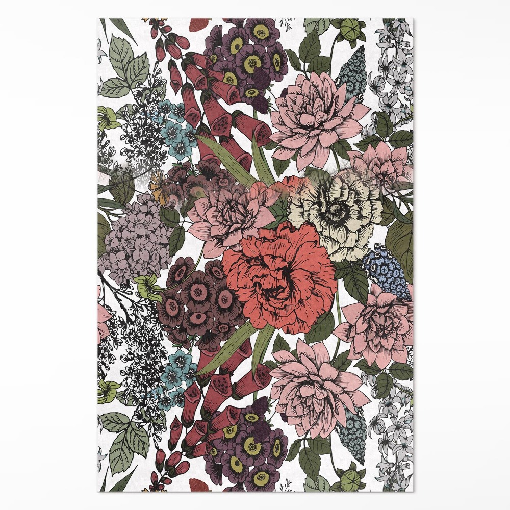 Dywan winylowy Pastelowe kwiaty na łące vintage