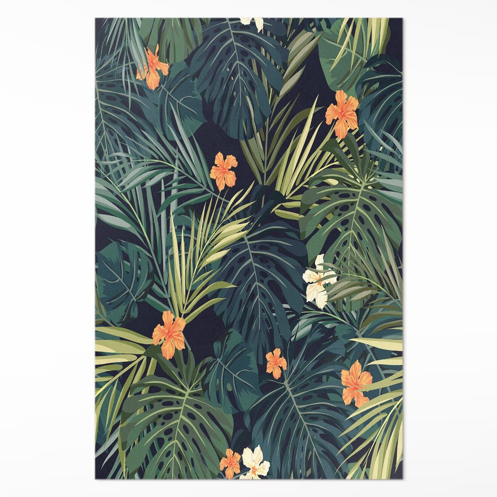 Dywan winylowy Roślinność liście i kwiaty vintage