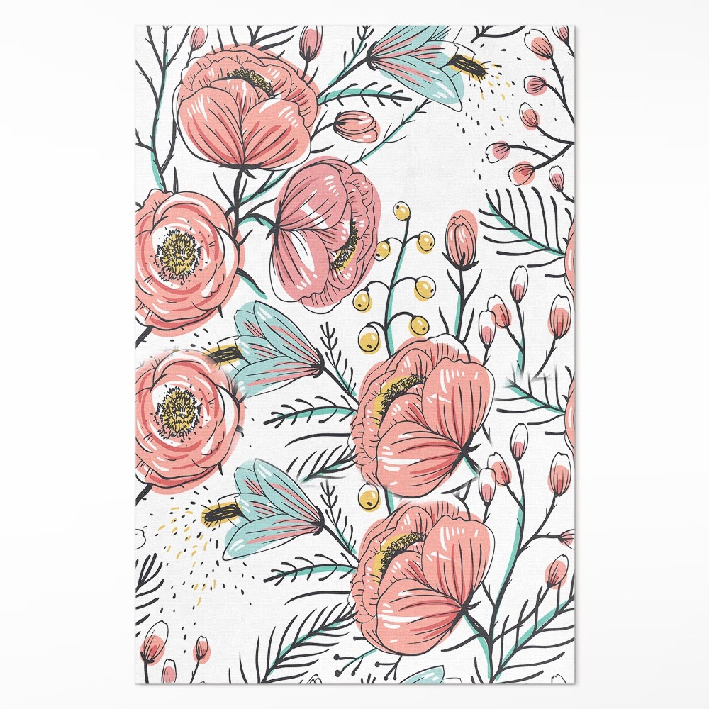 Dywan winylowy Pastelowe kwiaty piękna subtelna ilustracja