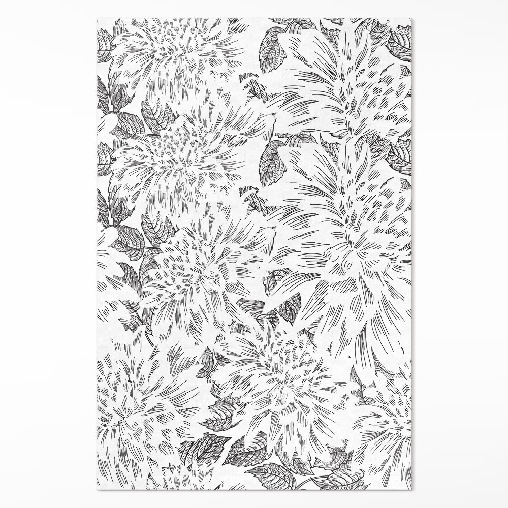 Dywan winylowy Szkic kwiatów stylowa łąka