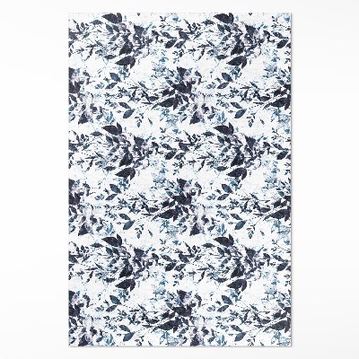 Dywan winylowy Akwarelowe liście pnącza w kolorze indygo