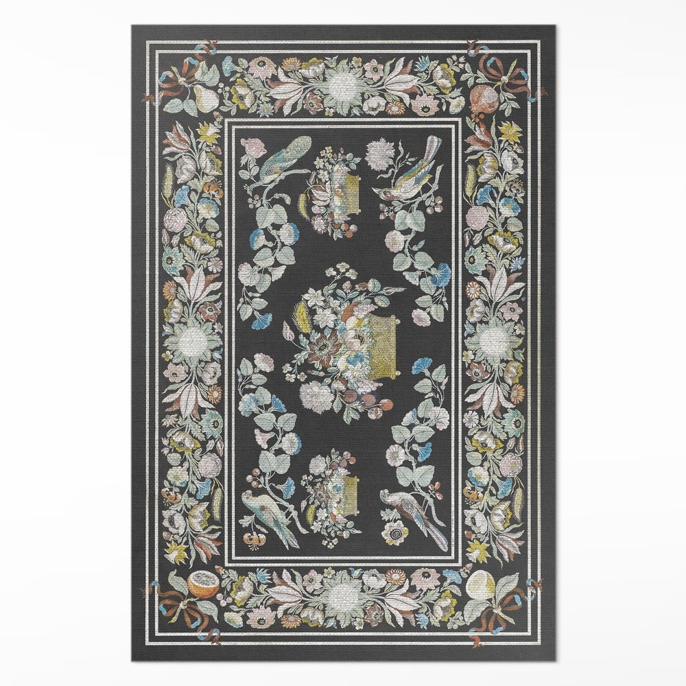 Dywan winylowy Blady antyczny kwiat i ptaki