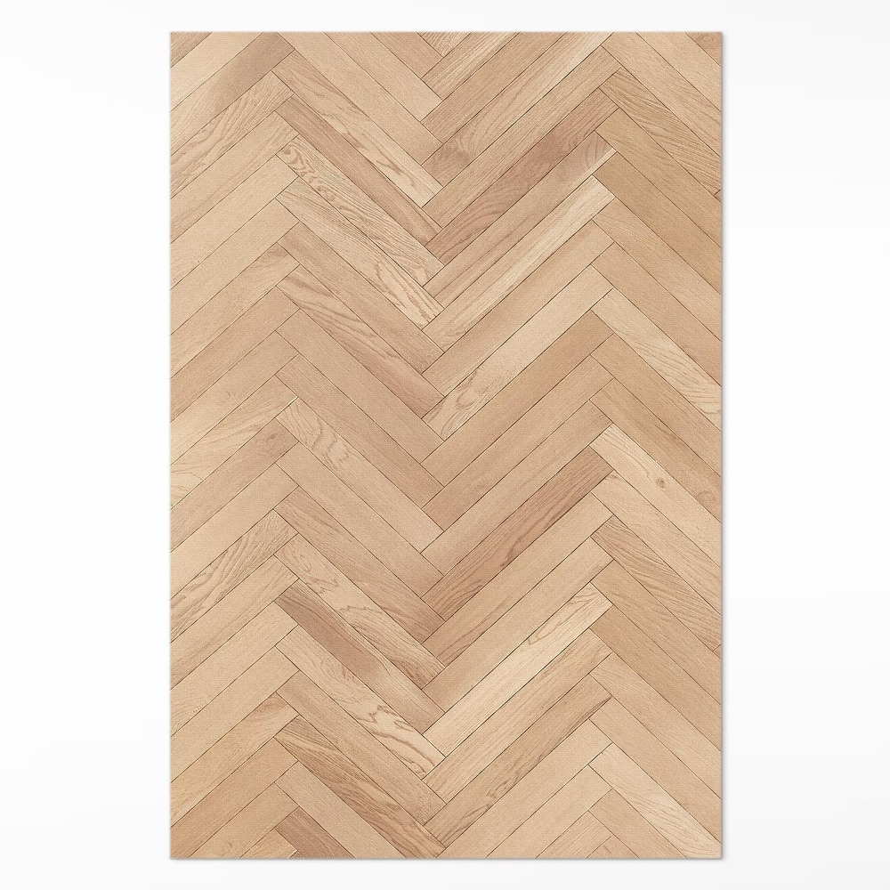 Dywan winylowy Elegancka jodełka jasny drewniany parkiet