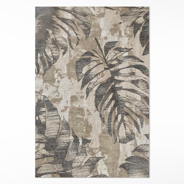 Dywan winylowy Boho liście rośliny z teksturą surowy styl