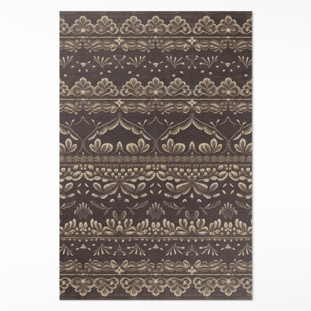 Dywan winylowy Ziemiste tonacje z botanicznymi wzorami