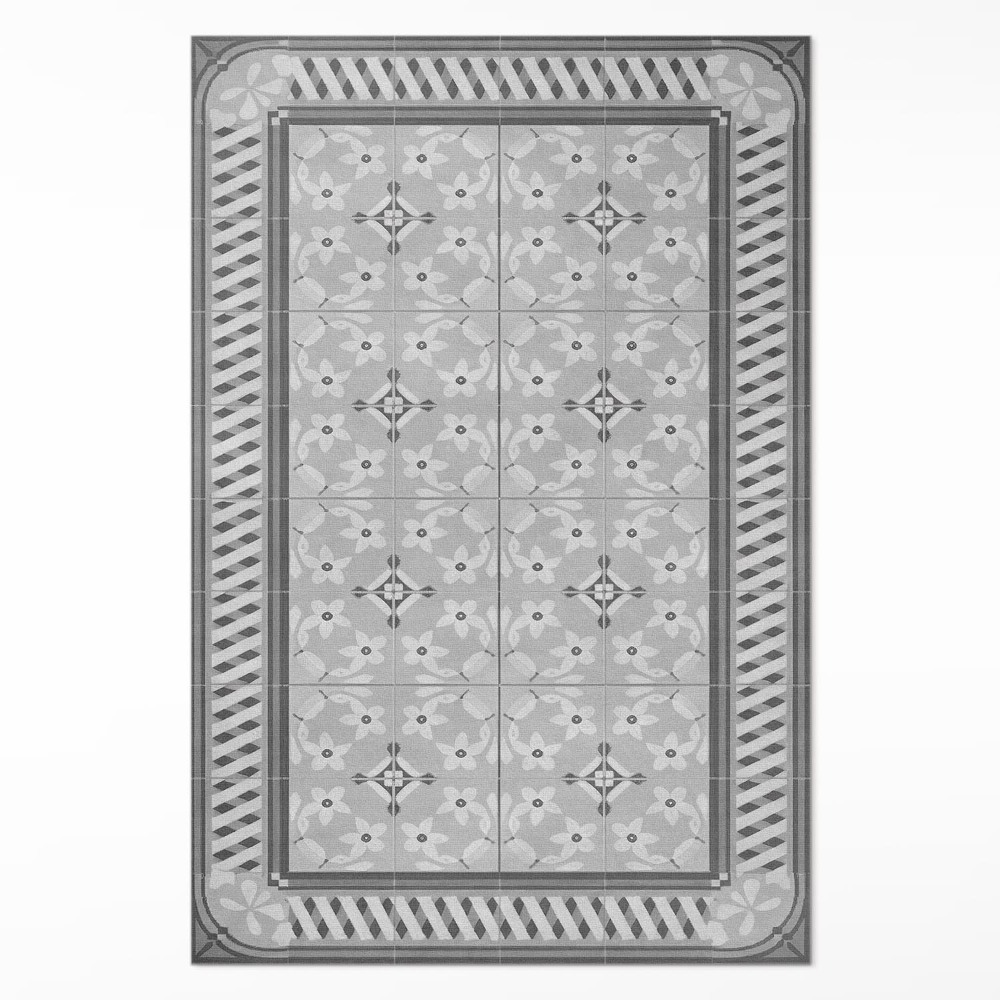 Dywan winylowy Retro ornament z kwiatami na kafelkach