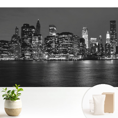 Fototapeta flizelinowa Panorama miasta nocą z odbiciem w wodzie