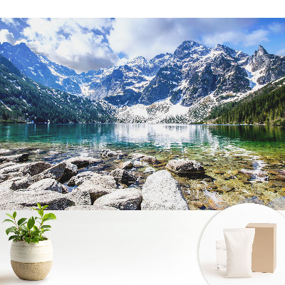 Fototapeta z nadrukiem na flizelinie Górskie jezioro i szczyty inspirują spokojem