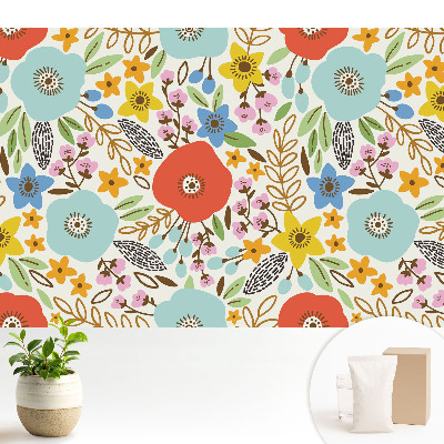 Tapeta fotograficzna flizelinowa Kolorowe kwiaty na białym tle