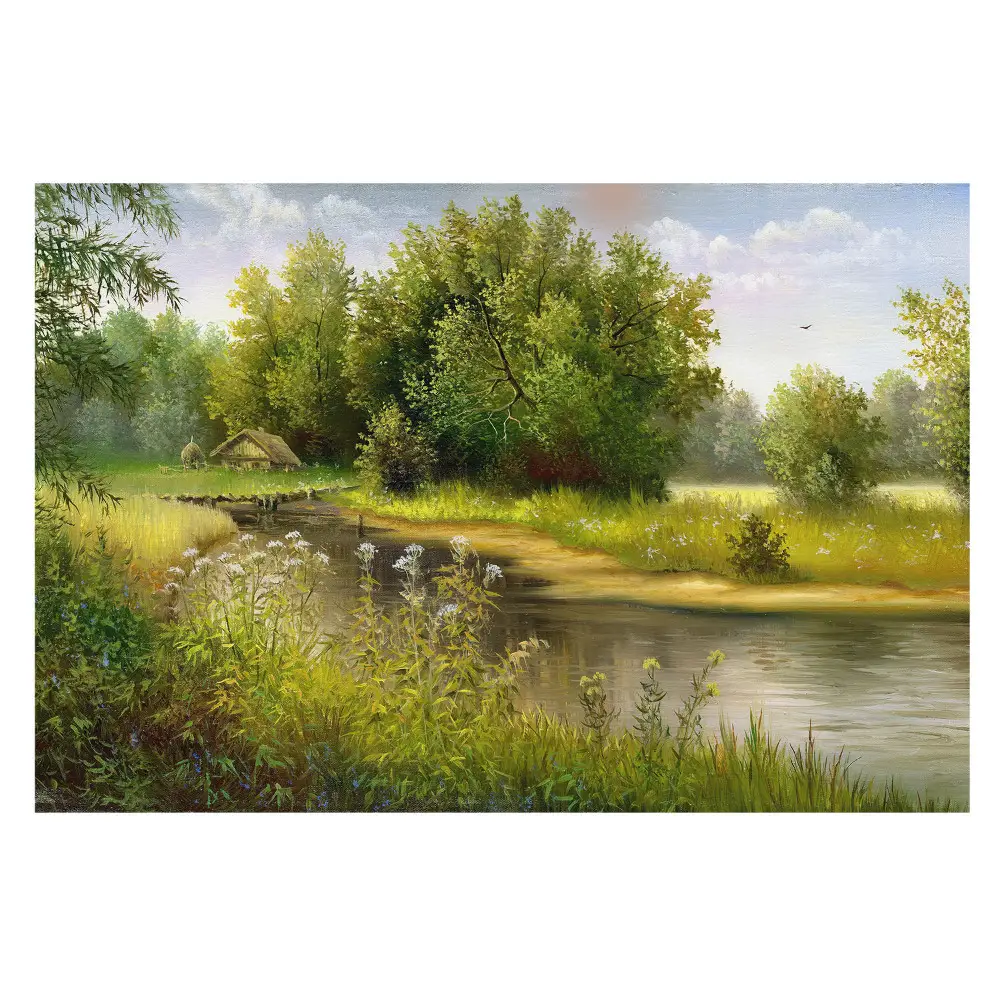 Fototapeta z nadrukiem na flizelinie Sielski krajobraz natura las woda